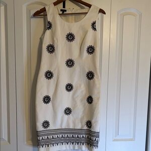 Talbots White Dress with Black Floral Accents